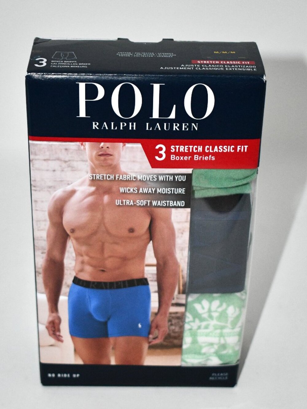 Polo Ralph Lauren Classic Fit Stretch 6" Inseam Boxer Briefs 3-Pack LARGE #NWBBP